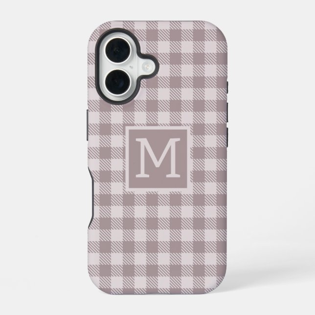 Bauernhaus Buffalo Karo Kariert Beige Monogram iPhone 16 Hülle (Rückseite)