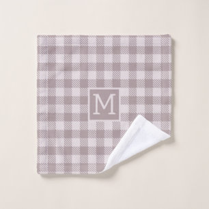 Bauernhaus Buffalo Karo Kariert Beige Monogram Waschlappen