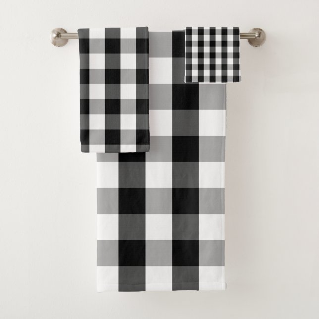 Bauernhaus Buffalo Karo schwarz-weiß Badhandtuch Set (Insitu)