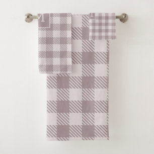 Bauernhaus Büffelkariert Beige Monogramm  Badhandtuch Set