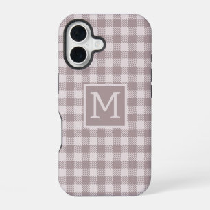 Bauernhaus Büffelkariert Beige Monogramm  iPhone 16 Hülle