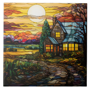 Bauernhaus-Buntglas Fliese