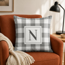 Bauernhaus Charcoal Gingham Karo Kariert Monogram