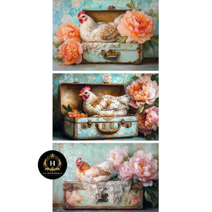 Bauernhaus Chic Chicken & Peony Decoupage Geschenkpapier Set