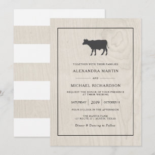 Bauernhaus Chic   Weißes Holz mit Kuhhochzeit Einladung