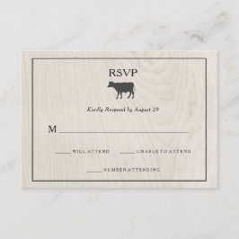 Bauernhaus Chic | Weißes Holz mit Kuhhochzeit RSVP Karte