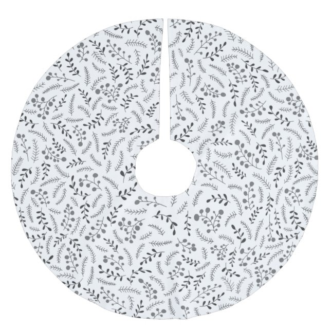 Bauernhaus dunkelgrau weiß rustikale Laubbaumstruk Polyester Weihnachtsbaumdecke (Vorderseite)