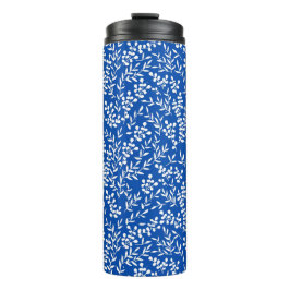 Bauernhaus einfaches Blumenmuster in blau Thermosbecher