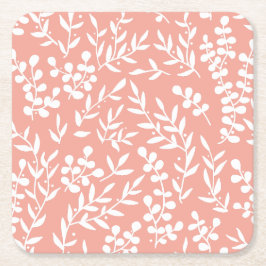 Bauernhaus einfaches Blumenmuster in Rosa Rechteckiger Pappuntersetzer