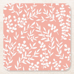 Bauernhaus einfaches Blumenmuster in Rosa Rechteckiger Pappuntersetzer