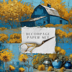 Bauernhaus Floral Rustikale Vintage Textur Decoupa Geschenkpapier Set