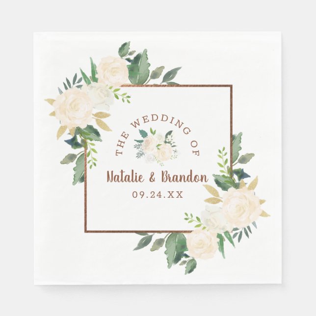 Bauernhaus Fresh Rustic Country Wedding Monogram Serviette (Vorderseite)