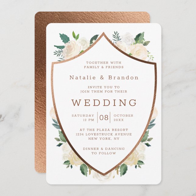 Bauernhaus Fresh Rustic Fall Wappen Gerahmte Hochz Einladung (Vorne/Hinten)