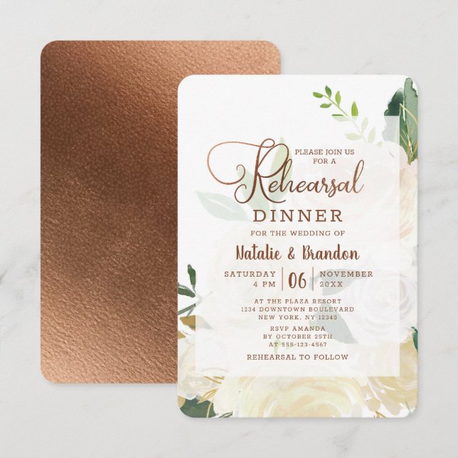 Bauernhaus Frische Rustikale Probe Abendessen Einladung (Vorne/Hinten)