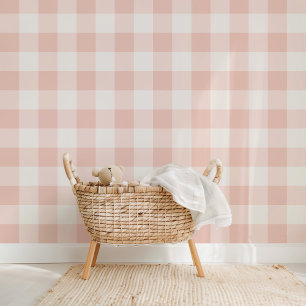 Bauernhaus Gingham Sweet Peach Tapete