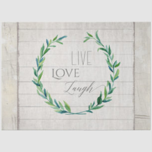 Bauernhaus Grüne Wasserfarbe Live Liebe Laugh Wood Seidenpapier