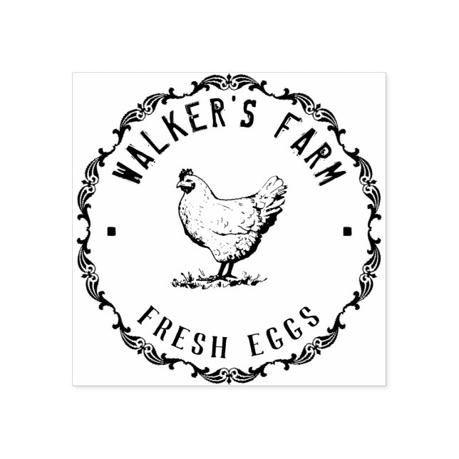 Bauernhaus Hen | Briefmarke Personalisiertes Ei Gummistempel (Prägung)