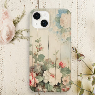 Bauernhaus Hütte Rustikales Blumengestein auf Stal iPhone 14 Hülle