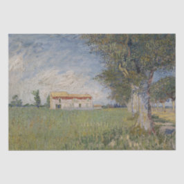 Bauernhaus in einem Wheatfield durch Vincent van Seidenpapier