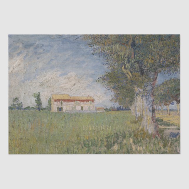 Bauernhaus in einem Wheatfield durch Vincent van Seidenpapier (Vorderseite)