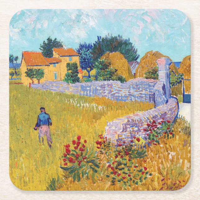 Bauernhaus in Provence, Van Gogh Rechteckiger Pappuntersetzer (Vorderseite)