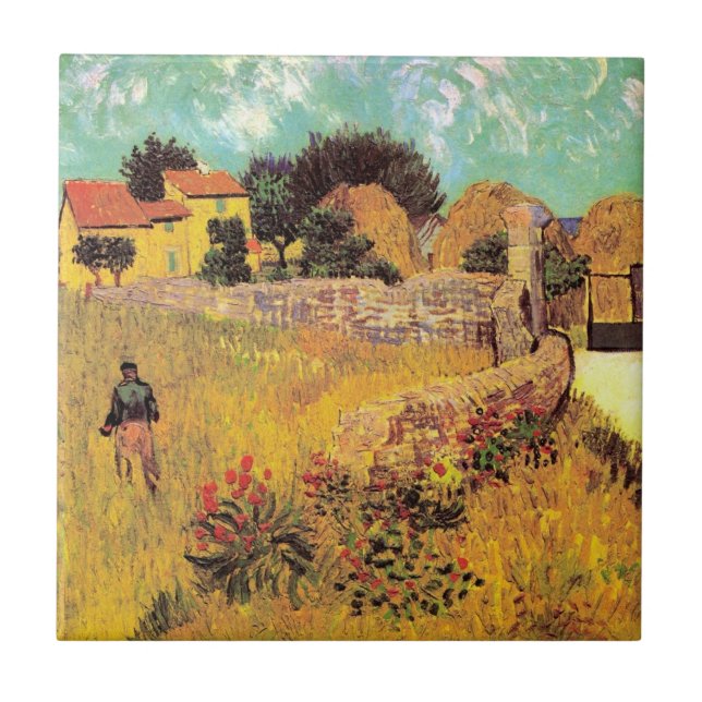 Bauernhaus in Provence von Vincent van Gogh Fliese (Vorderseite)
