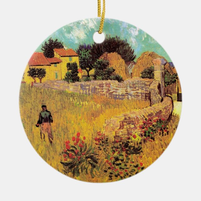 Bauernhaus in Provence von Vincent van Gogh Keramik Ornament (Vorne)