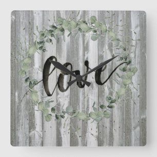 Bauernhaus-Inspiration - Liebe Quadratische Wanduhr
