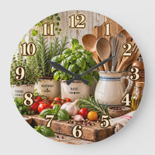 Bauernhaus-Kräutergarten-Küchenuhr Große Wanduhr