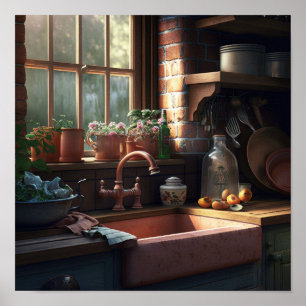 Bauernhaus Küche Print 12X12 Poster