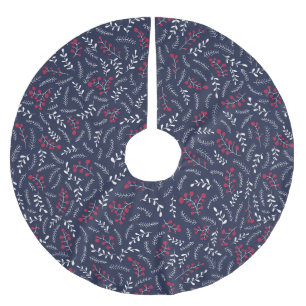 Bauernhaus Land Marine blaue Blattmuster niedlich Polyester Weihnachtsbaumdecke