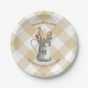 Bauernhaus-Monogramm-Name Pappteller