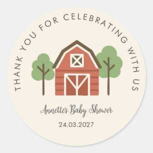 Bauernhaus Niedlich Babydusche Danke Runder Aufkleber