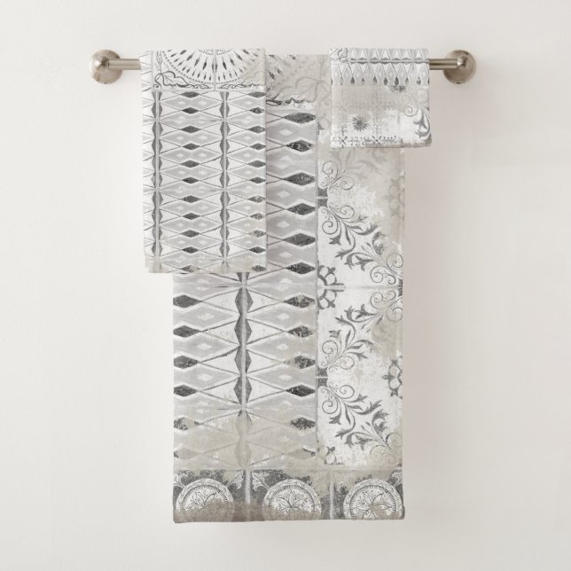 Bauernhaus-Patchwork gemischtes Fliesen-Muster Badhandtuch Set (Insitu)