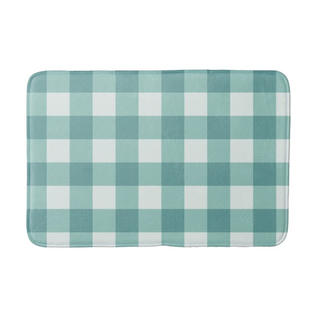 Bauernhaus Rustic Aquamarin White Buffalo Karierte Badematte (Vorderseite)