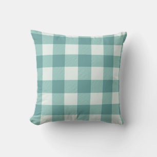 Bauernhaus Rustic Aquamarin White Buffalo Karierte Kissen