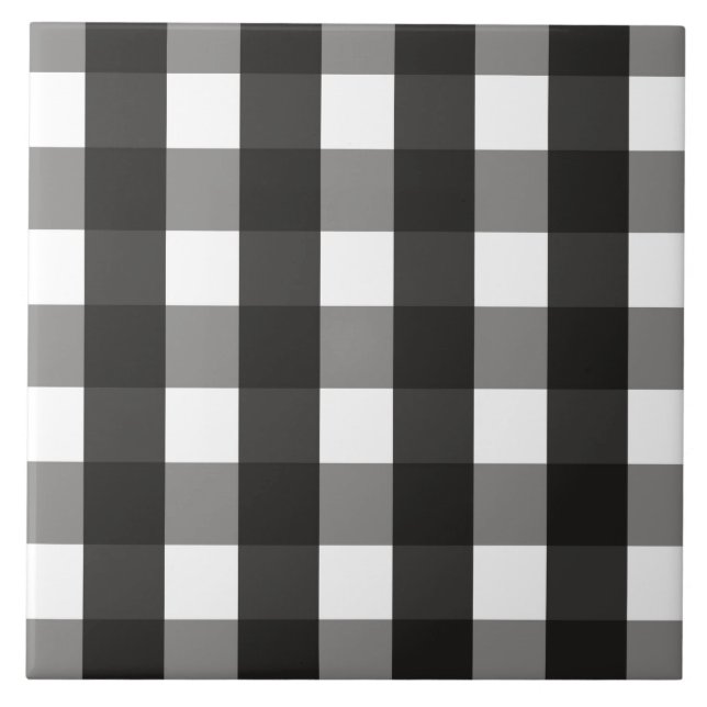 BAUERNHAUS-SCHWARZWEISS-GINGHAM-KARO FLIESE (Vorderseite)