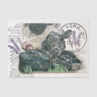 Bauernhaus Shabby Chic Kuh mit Kalb Seidenpapier