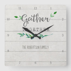 Bauernhaus Shiplap Holz Einfache Leaf zusammenbrin Quadratische Wanduhr