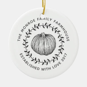 Bauernhaus Style Pumpkin Wreath Family Foto Keramikornament