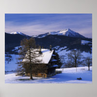 Bauernhaus und Berg Rigi und Pilatus,