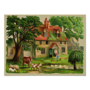 Bauernhaus und ländlicher Garten Fotodruck