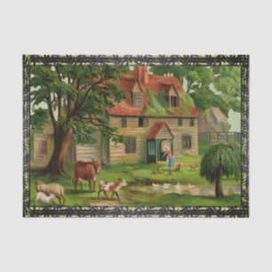 Bauernhaus und ländlicher Garten Seidenpapier