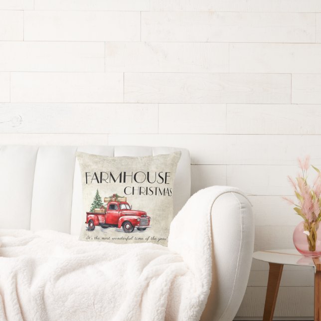 Bauernhaus Vintag Red Truck Rustikale Weihnachten Kissen (Liege)