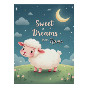 Bauernhaus Wall Art - Niedliches Schaf unter Nacht Poster