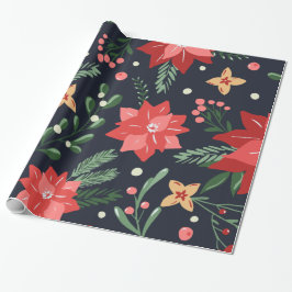 Bauernhaus Weihnachten Blumen und Grün Geschenkpapier