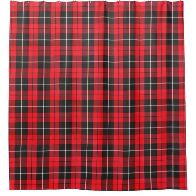 Bauernhaus Weihnachten Roter Tartan Kariert Duschvorhang (Vorderseite)