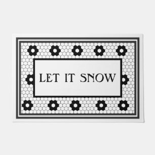 Bauernhaus Weihnachten Schwarz-Weiß Winter Fußmatte