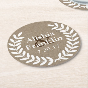 Bauernhaus-weiße Lorbeer Braut u. Runder Pappuntersetzer