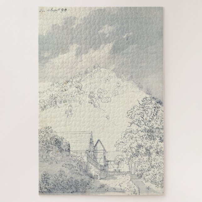 Bauernhäuser von Hillside - Caspar David Friedrich Puzzle (Vertikal)